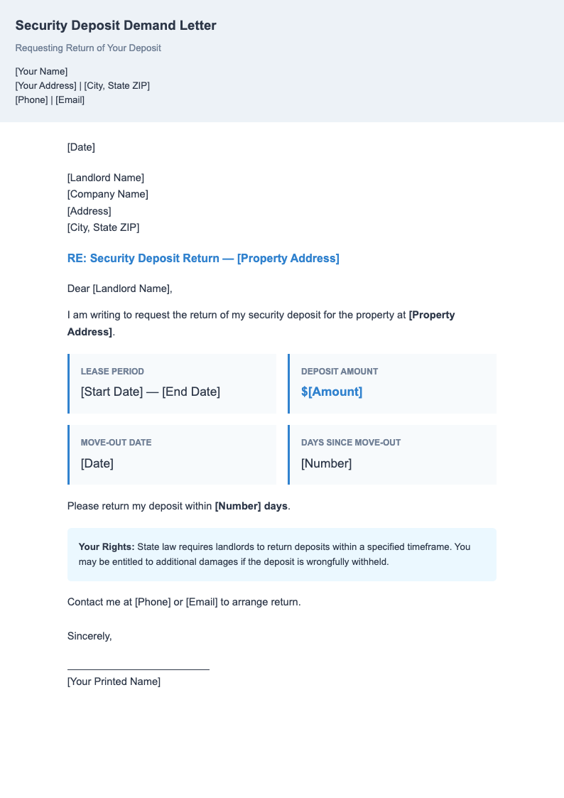 Tenant rights demand letter